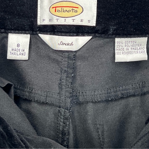 Talbots Petites Black Velvet Dress Pants Size 8 Stretch Five Pocket Classic Fit - Picture 7 of 7